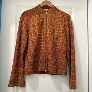 St. John Sport vintage Santana knit 3D knit zip-up sweater jacket Size S